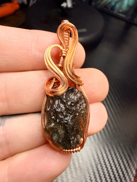 11VDS) Moldavite Pendant in copper
