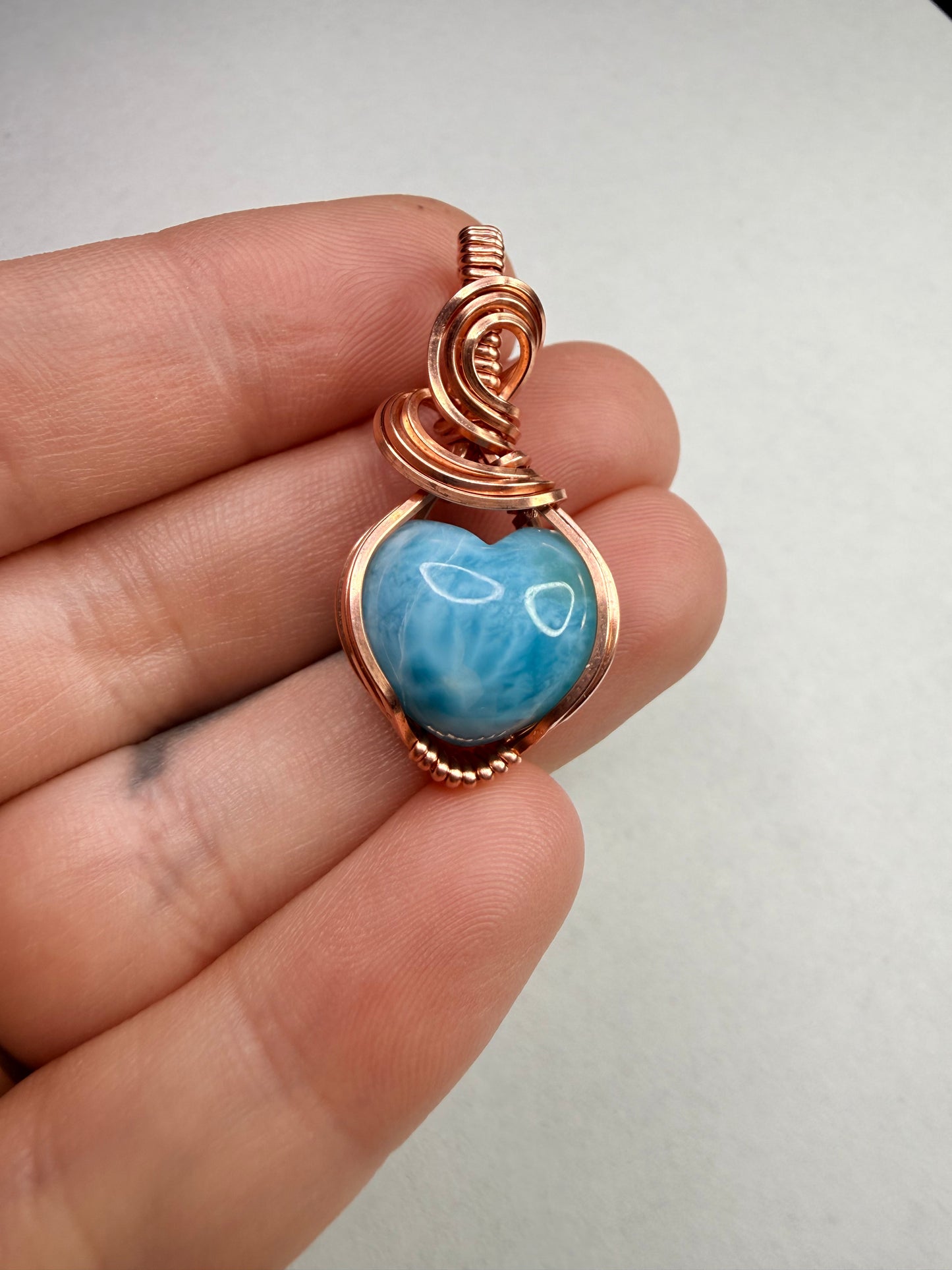 Larimar Pendant In Copper Heart Shape