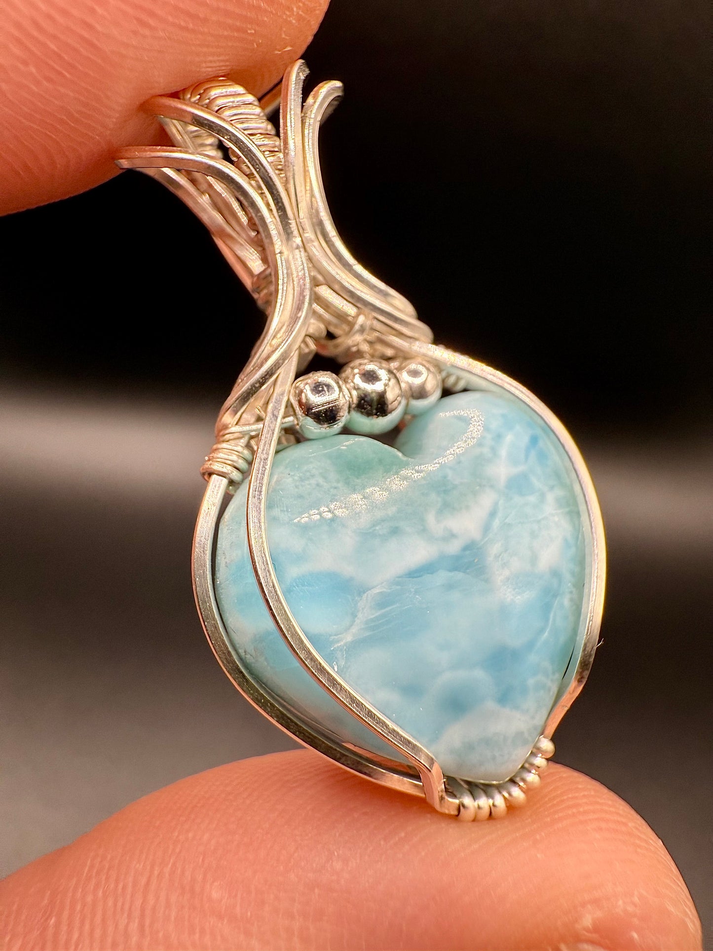 B112) Larimar Pendant In Sterling Silver