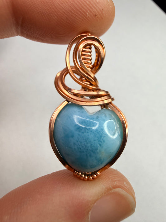 Larimar Pendant In Copper Heart Shape