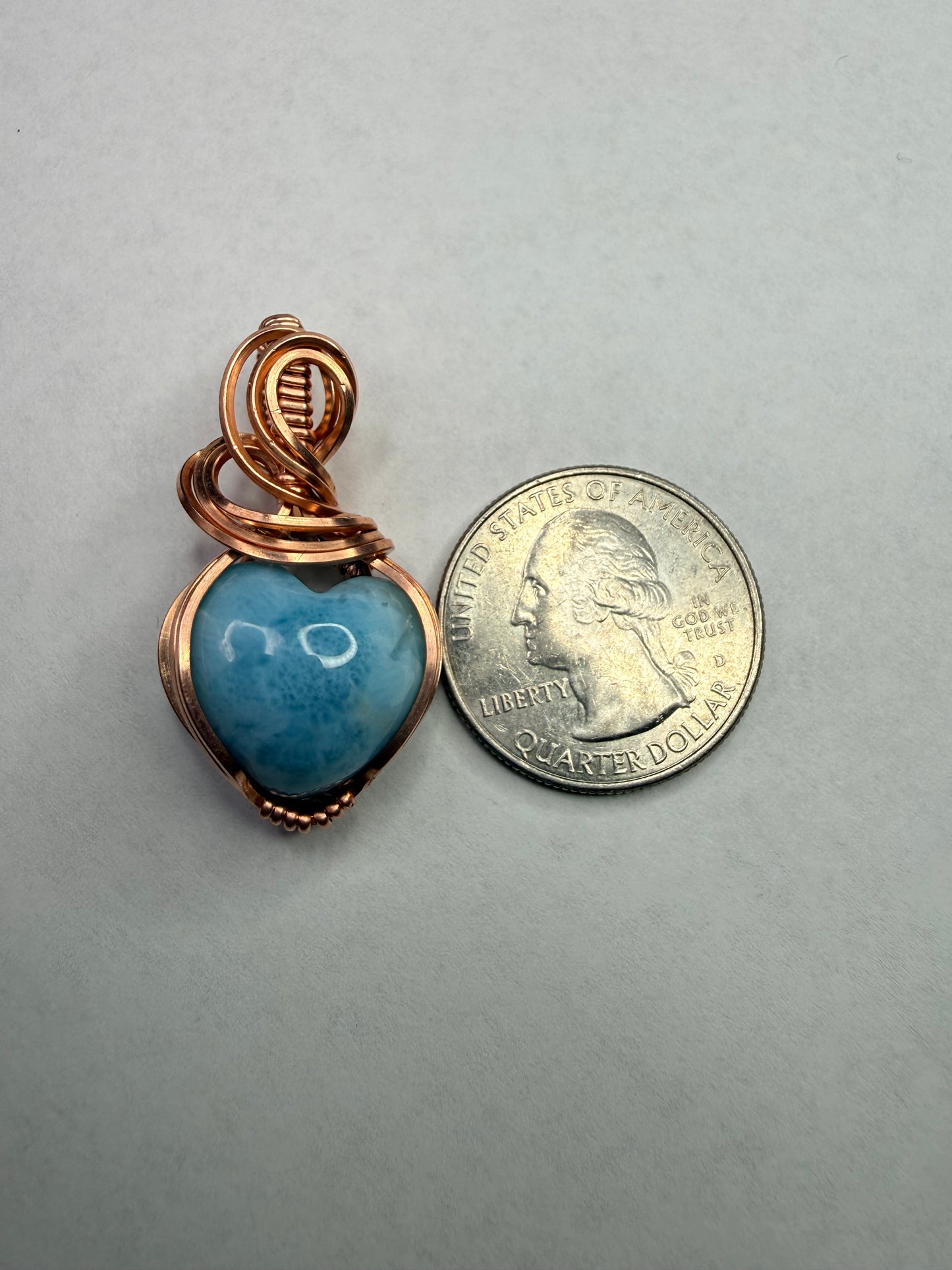 Larimar Pendant In Copper Heart Shape