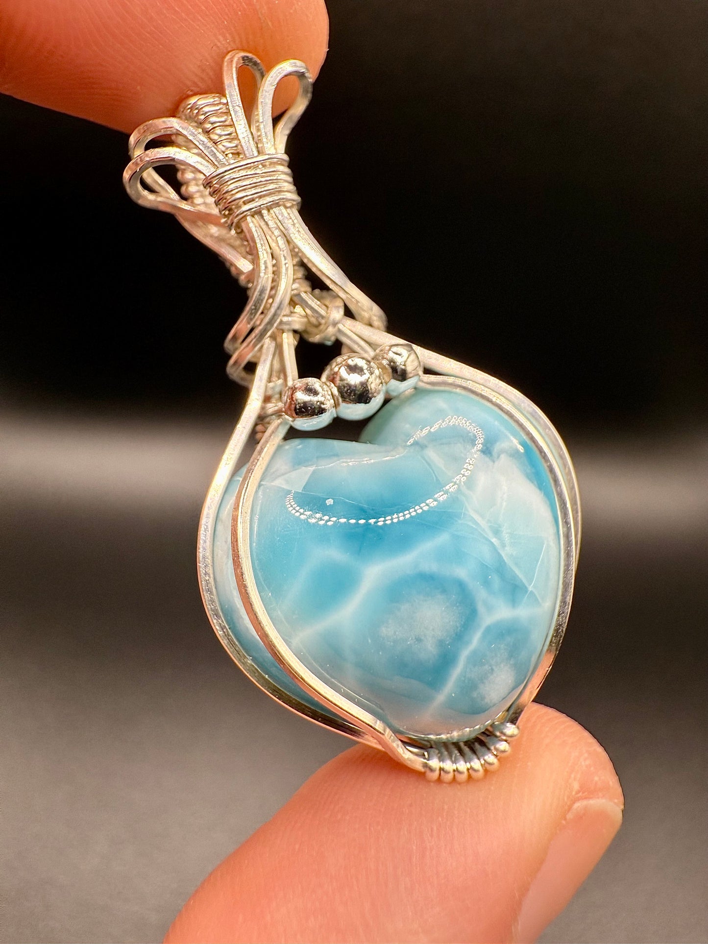 C11) Larimar Pendant In Sterling Silver