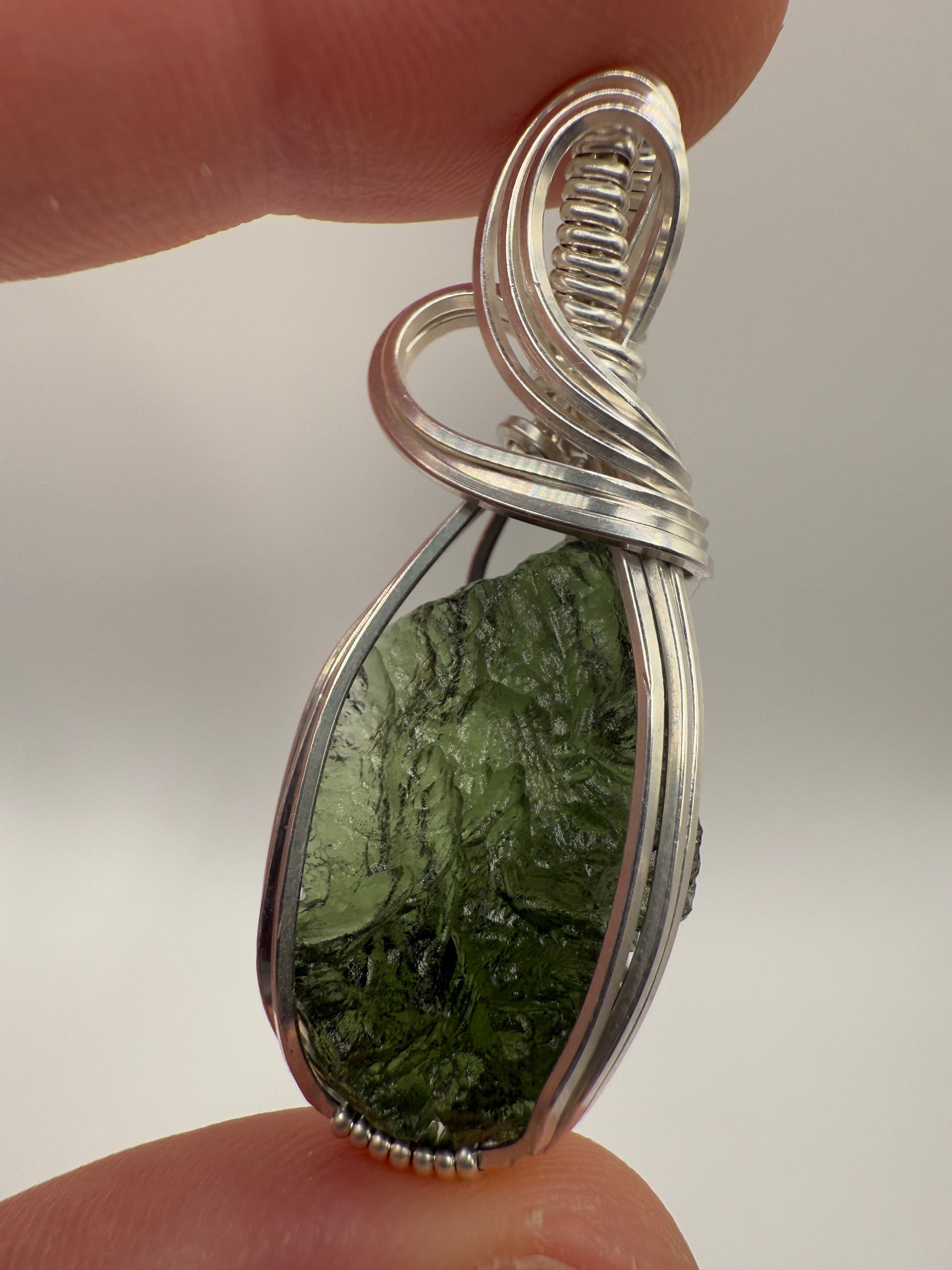 C11) Moldavite In Sterling Silver Pendant Necklace
