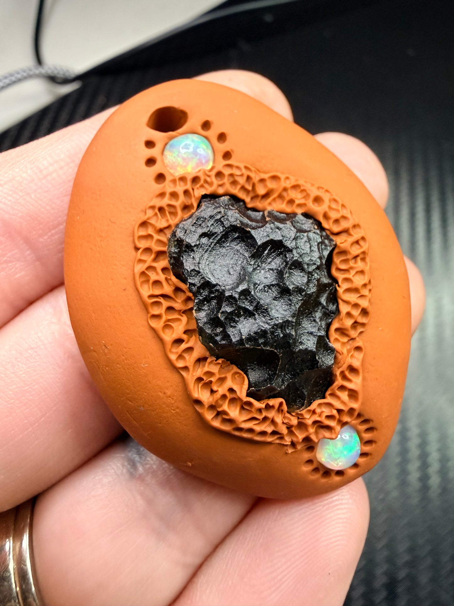 Moldavite & Ethiopian Opal Talisman Pendant – Backlit Green Glow – Handmade Transformation & Awakening Amulet