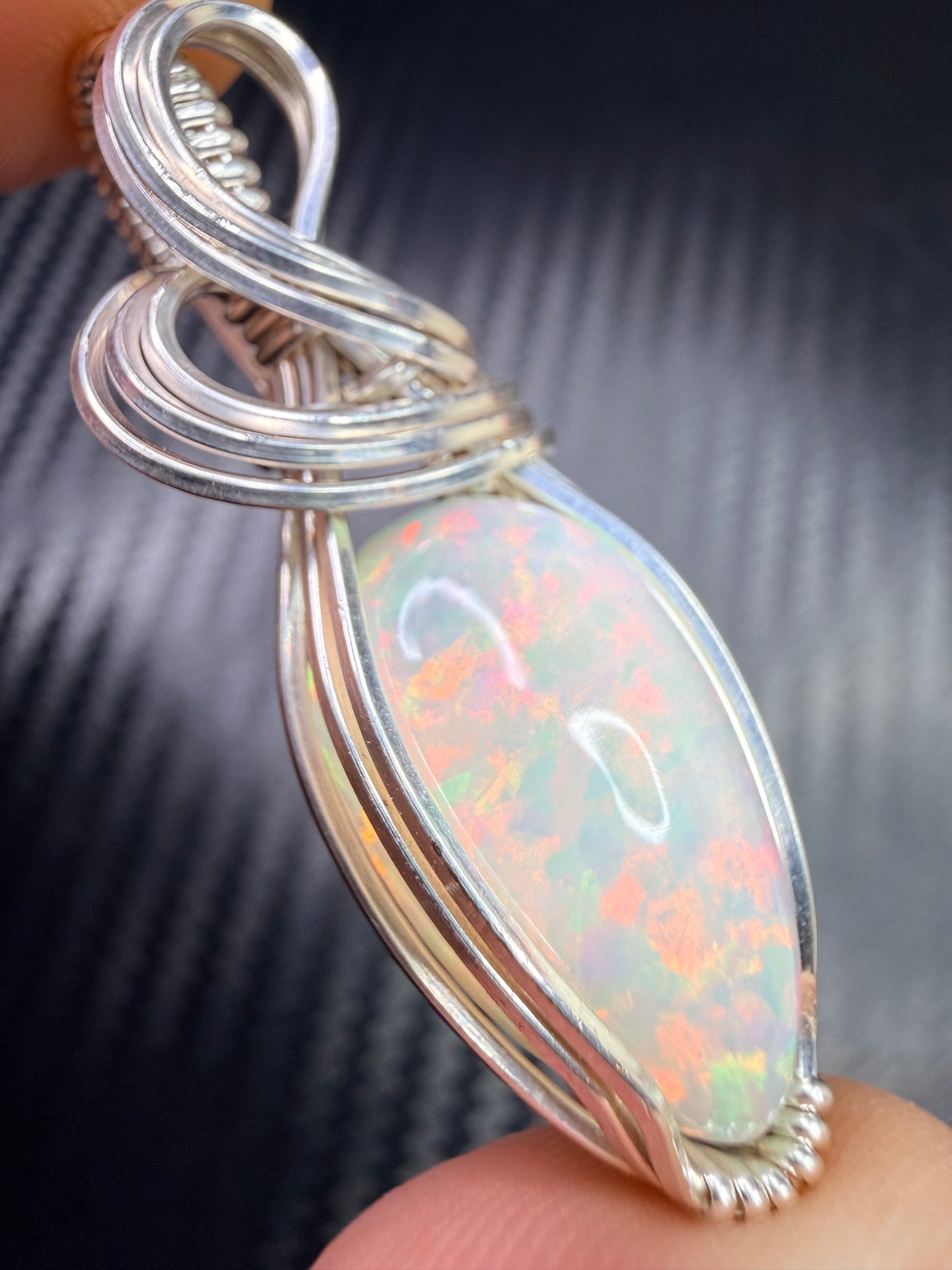 Ethiopian Welo Opal Pendant in .925 Sterling Silver – Natural Opal Necklace, October Birthstone, Fire Opal Jewelry, Handmade Opal Gift, Healing Crystal Pendant