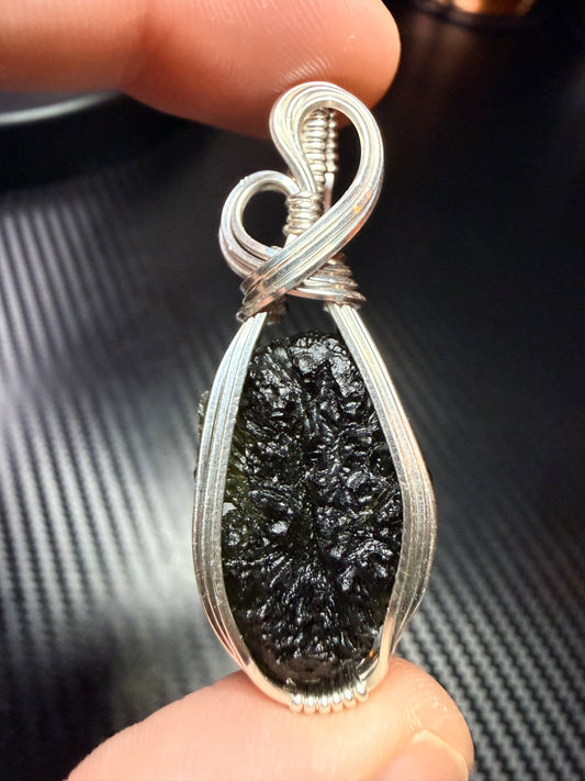 Moldavite Pendant In Sterling Silver Nesmen Forest 5.13g