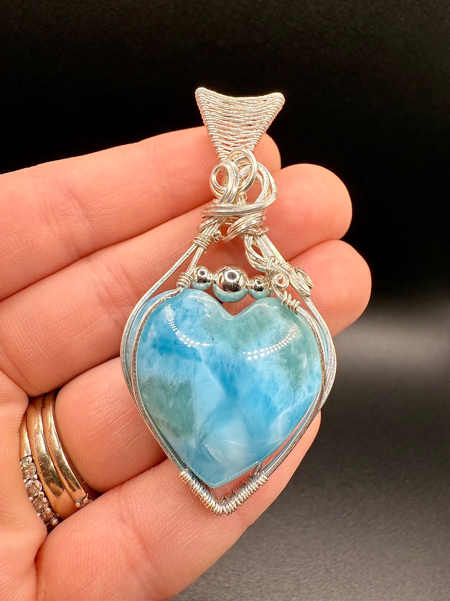 C11) Larimar Pendant In Sterling Silver Large
