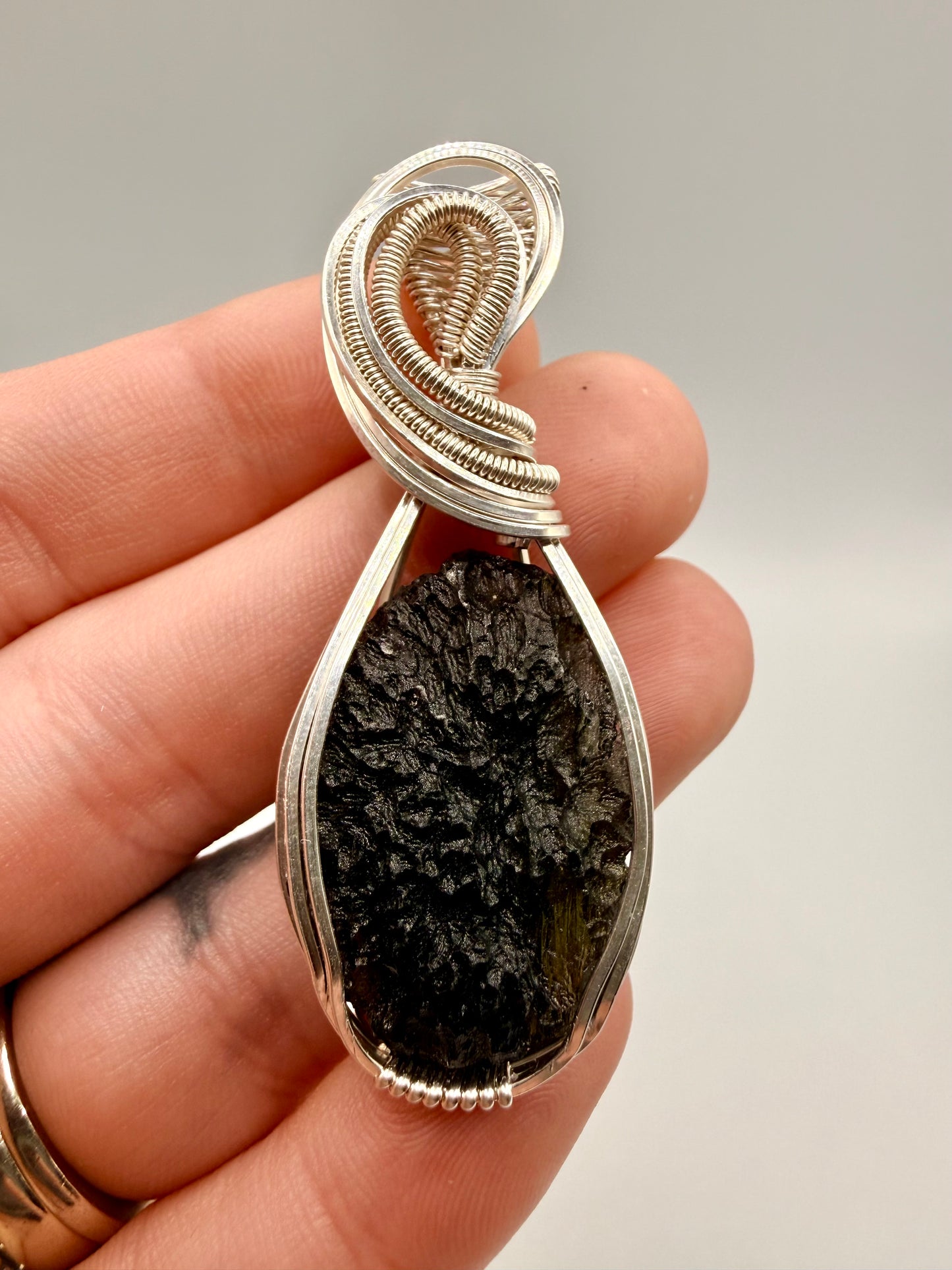 1MSS) Moldavite Pendant In Sterling Silver