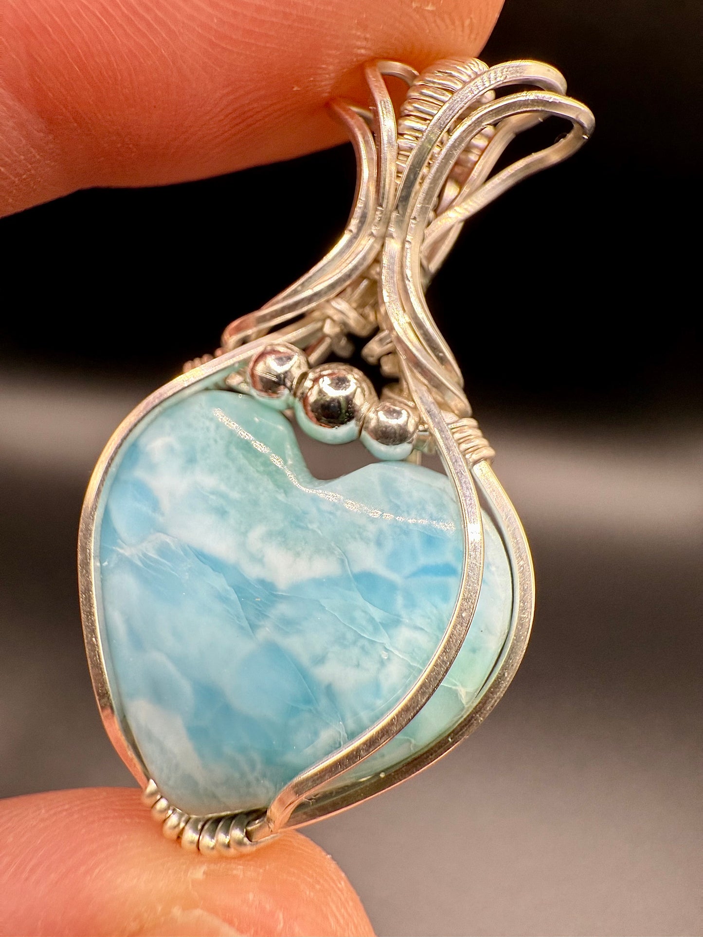 B112) Larimar Pendant In Sterling Silver