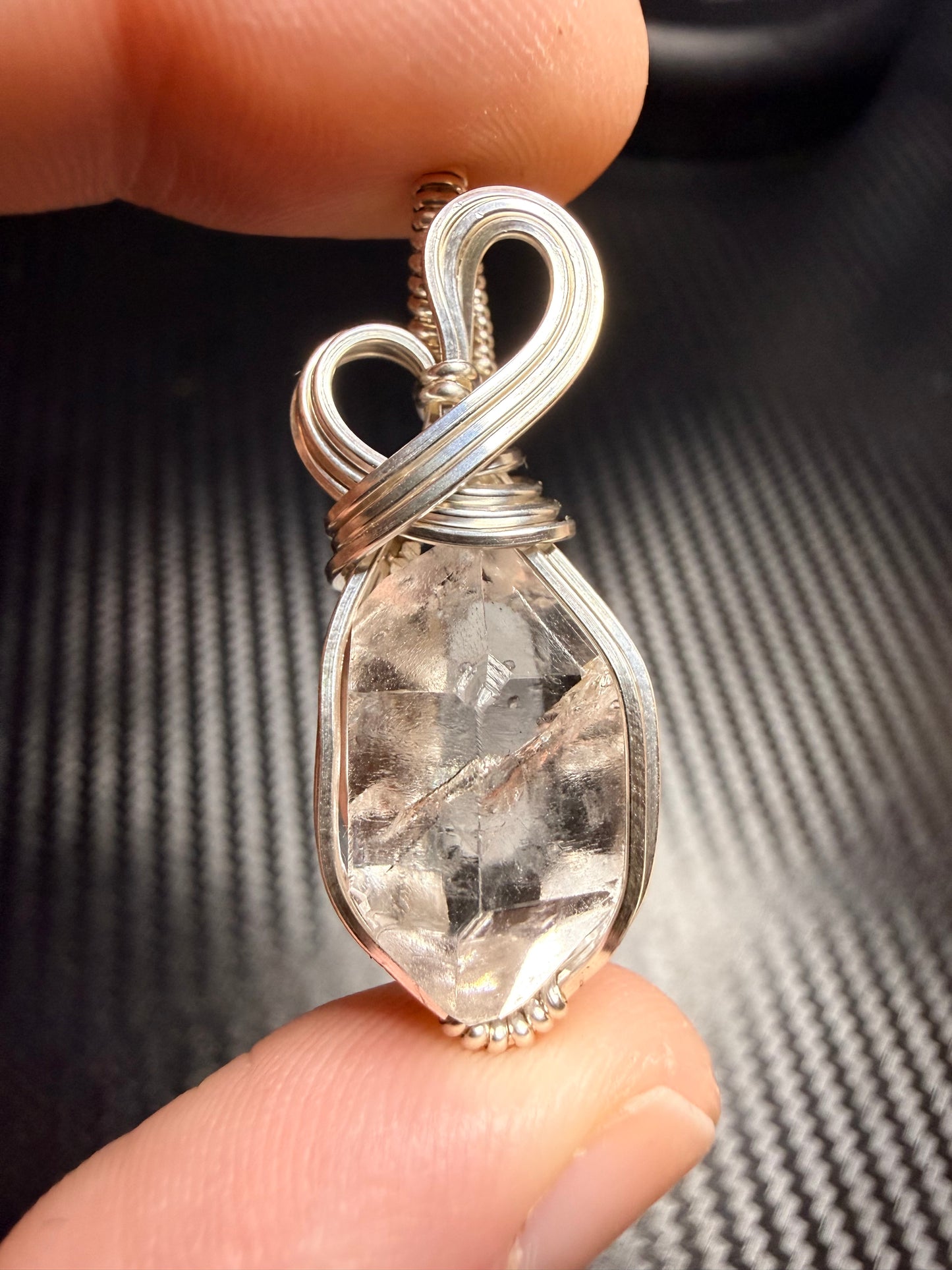 111VDS) Herkimer Diamond Quartz Pendant in Sterling Silver