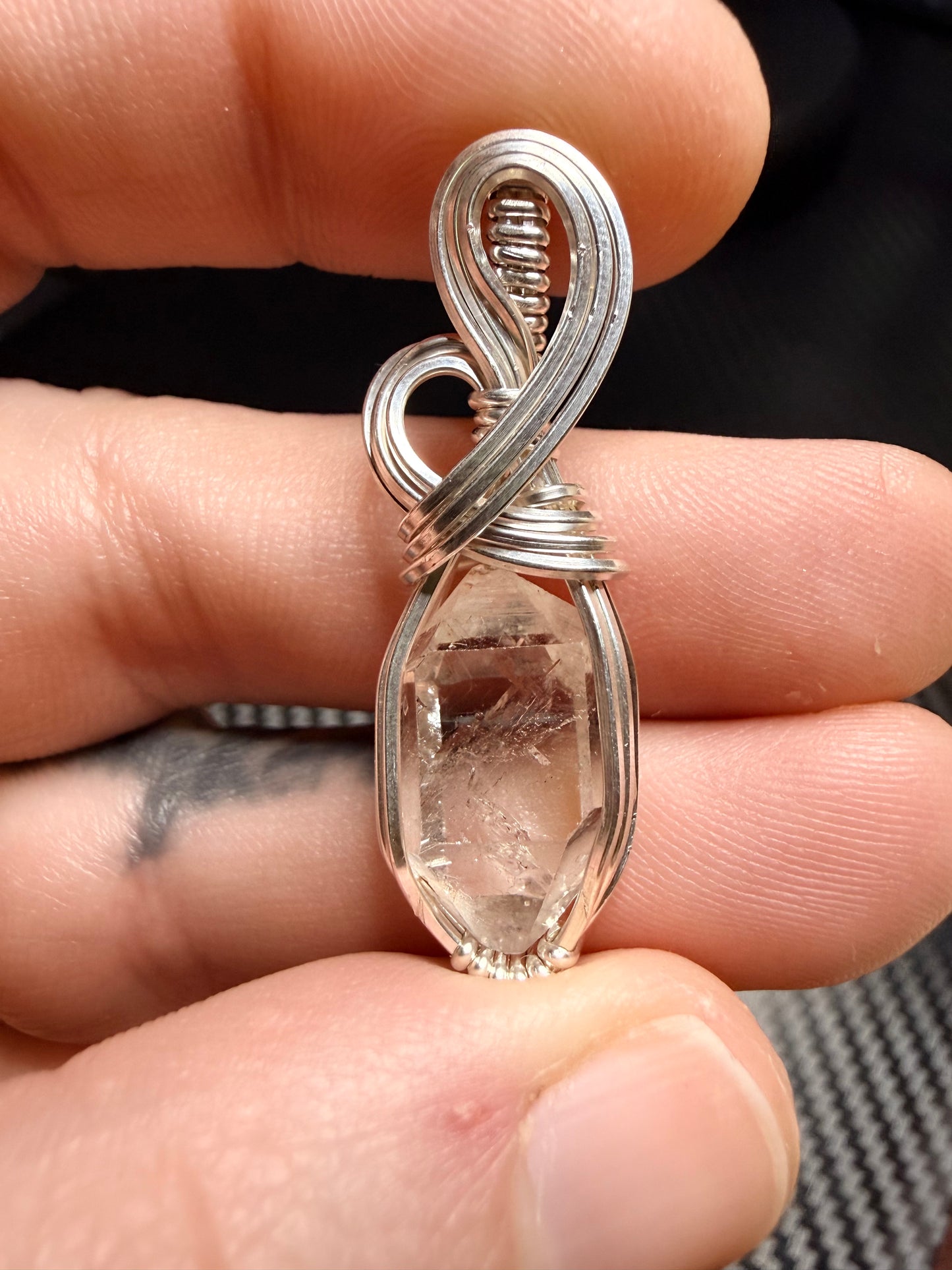 111VDS) Herkimer Diamond Quartz Pendant in Sterling Silver
