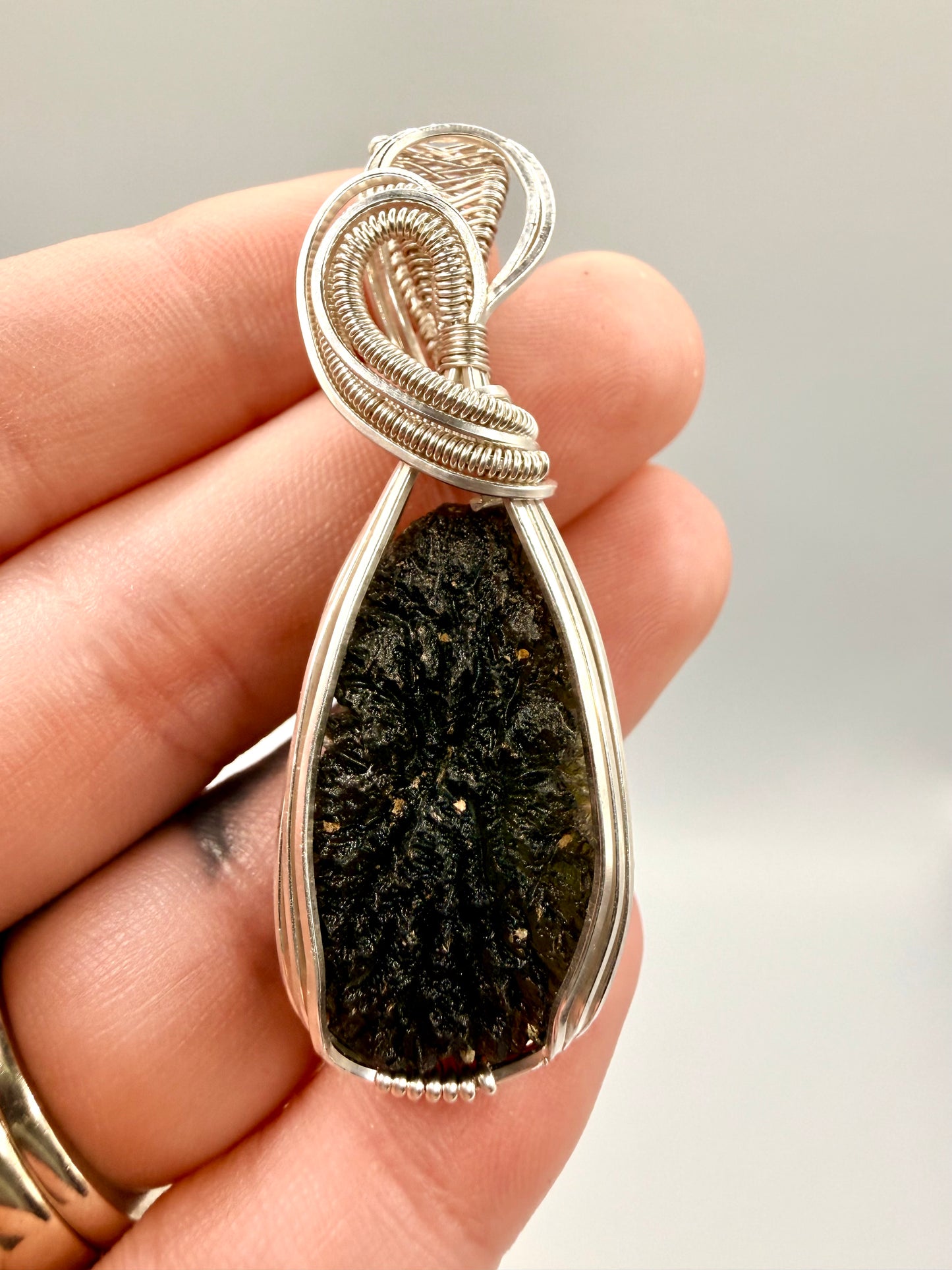1MSS) Moldavite Pendant In Sterling Silver