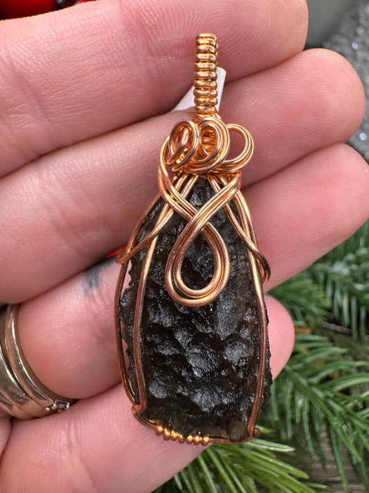 Moldavite Pendant in Copper