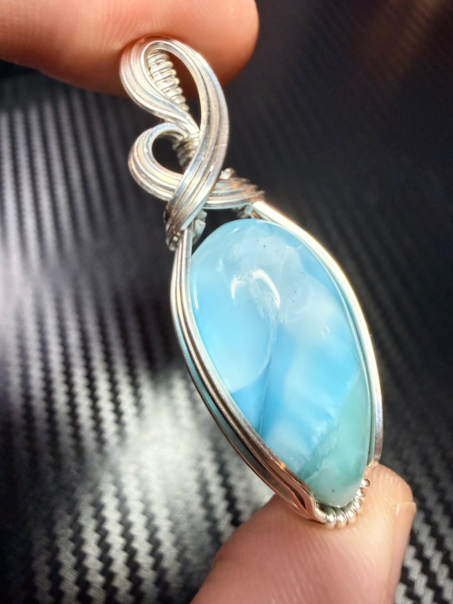 Larimar Pendant In Sterling Silver